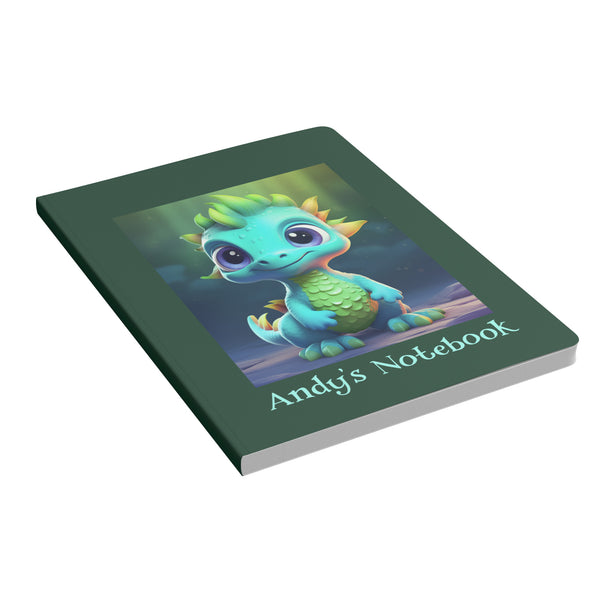 Cute Dinosaur Journal Notebook Diary - Can be Personalized - Soft Cover - Choose 100 or 200 pages - Lined and Perforated Pages