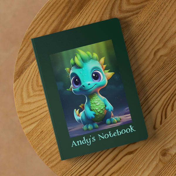 Cute Dinosaur Journal Notebook Diary - Can be Personalized - Soft Cover - Choose 100 or 200 pages - Lined and Perforated Pages