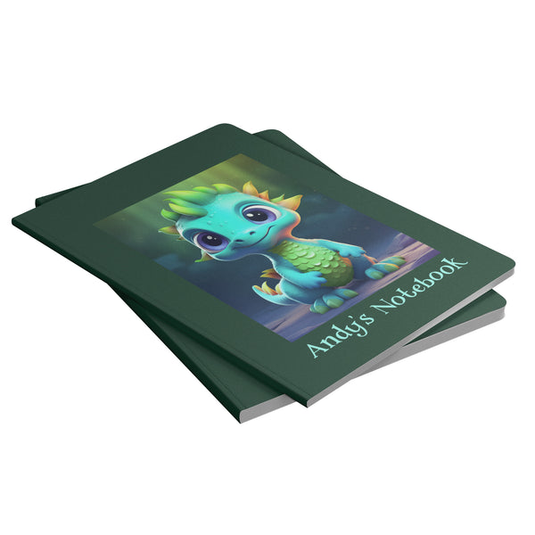 Cute Dinosaur Journal Notebook Diary - Can be Personalized - Soft Cover - Choose 100 or 200 pages - Lined and Perforated Pages
