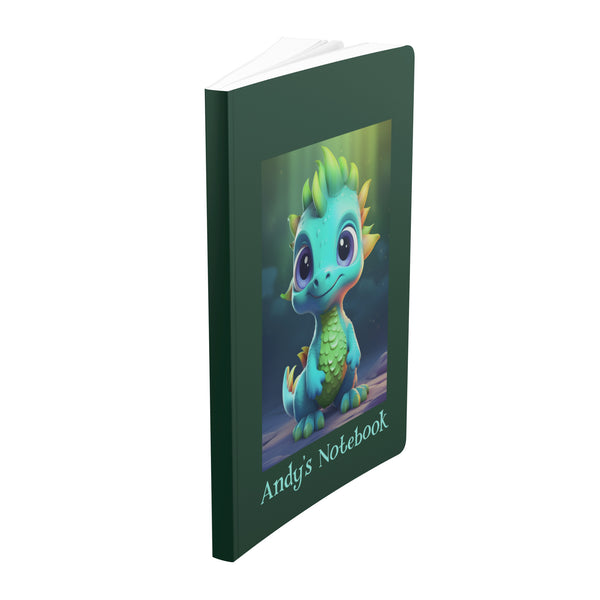 Cute Dinosaur Journal Notebook Diary - Can be Personalized - Soft Cover - Choose 100 or 200 pages - Lined and Perforated Pages