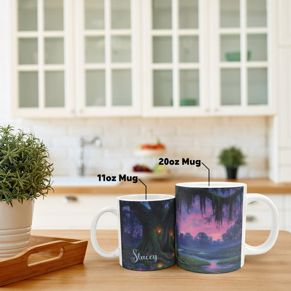 Louisiana Fantasy Coffee Mug - Extra Large 20oz - Can be Personalized - Spanish Moss Tree Landscape