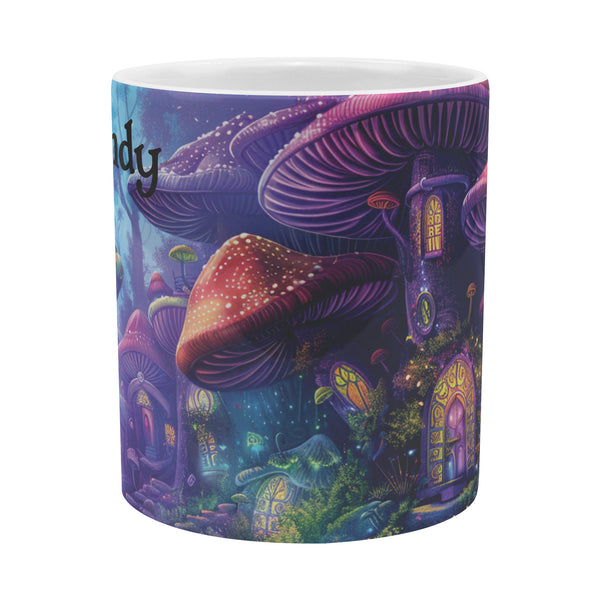 Mushroom Houses Mug - 20 oz Extra Large Coffee Cup - Can be Personalized - Fantasy Forest Mushroom Town