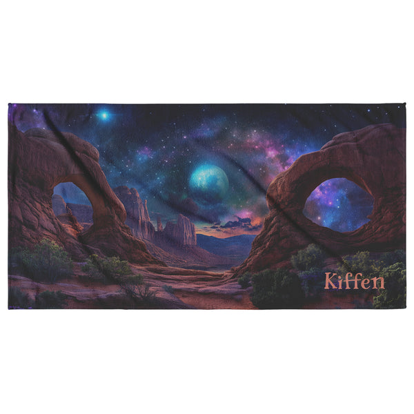 Red Rock Arches Beach Towel - Can be Personalized - Double Arch Cosmic Fantasy - 30" x 60" - Cotton and Polyester