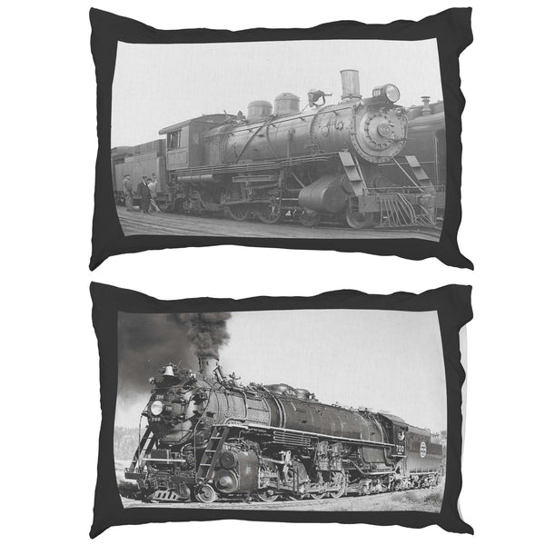 Train Engine Pillowcases - Portland Seattle Railroad Trains - Set of 2 Pillowcases - Can be Personalized - Soft Standard Sized