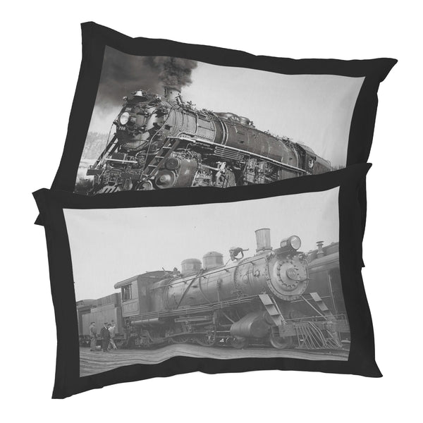 Train Engine Pillowcases - Portland Seattle Railroad Trains - Set of 2 Pillowcases - Can be Personalized - Soft Standard Sized