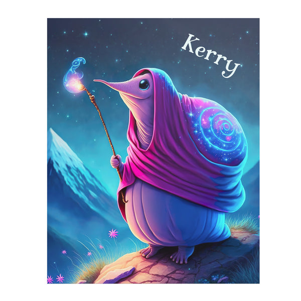 Wizard Snail Poster - 16" x 20" - Can Be Personalized - Fantasy Theme - Kid's or Family Room Decor - Fun Magical Unique