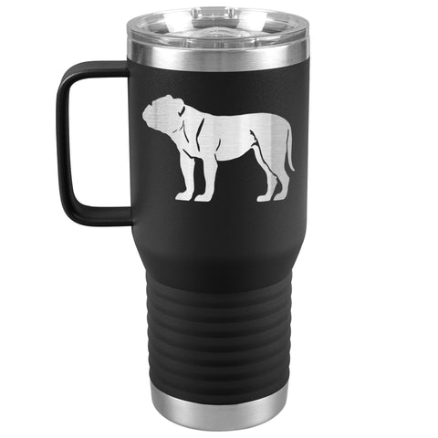 Bulldog Travel Tumbler - Bulldog with Long Tail Travel Mug - 20oz Stainless Steel Insulated Mug with Handle 6 Colors Bulldogge, Can be personalized