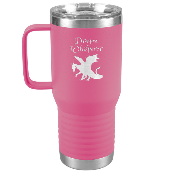 Dragon Whisperer Large 20oz Travel Tumbler with Handle Stainless Steel Insulated for Trips, Work, Gaming and More, in 10 colors, Can be Personalized