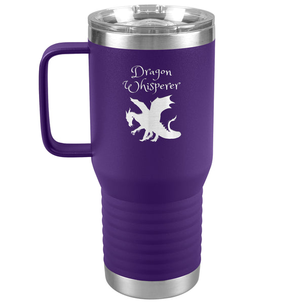 Dragon Whisperer Large 20oz Travel Tumbler with Handle Stainless Steel Insulated for Trips, Work, Gaming and More, in 10 colors, Can be Personalized