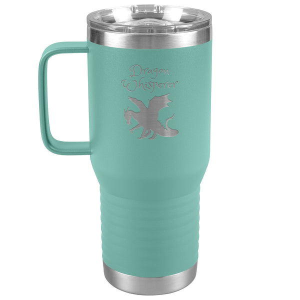 Dragon Whisperer Large 20oz Travel Tumbler with Handle Stainless Steel Insulated for Trips, Work, Gaming and More, in 10 colors, Can be Personalized