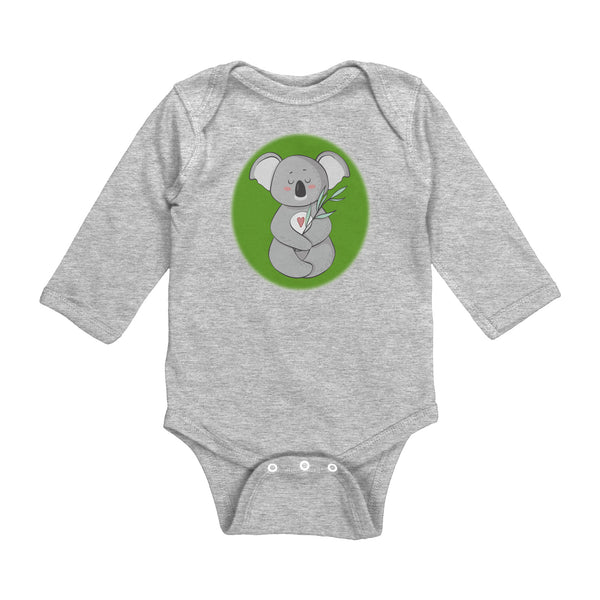 Koala Zen Meditation with Heart Baby Long Sleeve Bodysuit