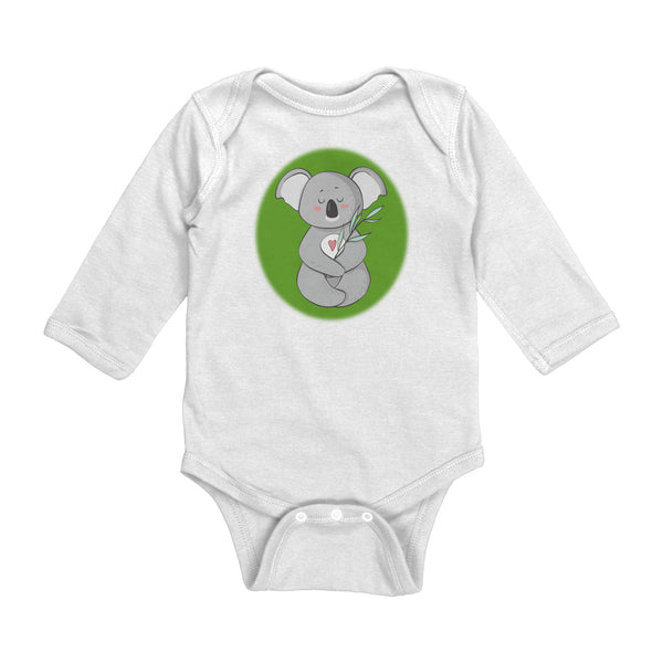 Koala Zen Meditation with Heart Baby Long Sleeve Bodysuit