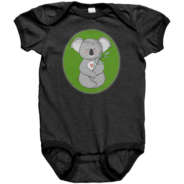 Koala Zen Meditation with Heart Baby Short Sleeve Bodysuit