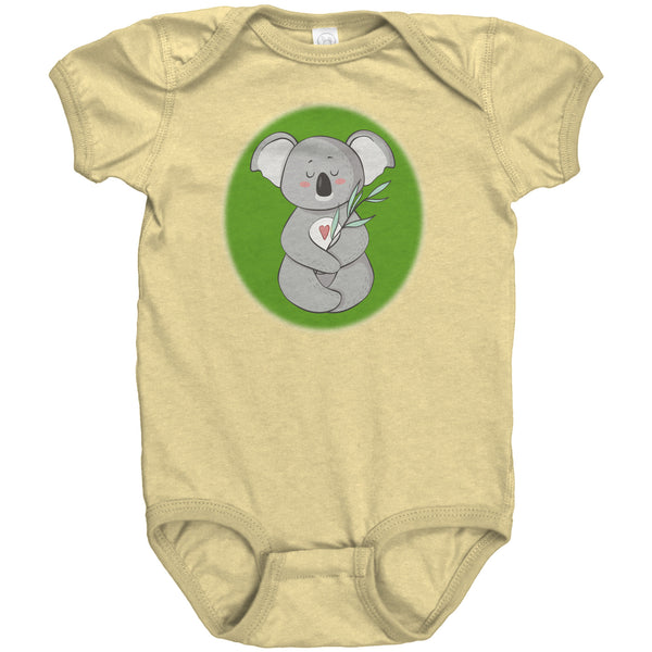 Koala Zen Meditation with Heart Baby Short Sleeve Bodysuit