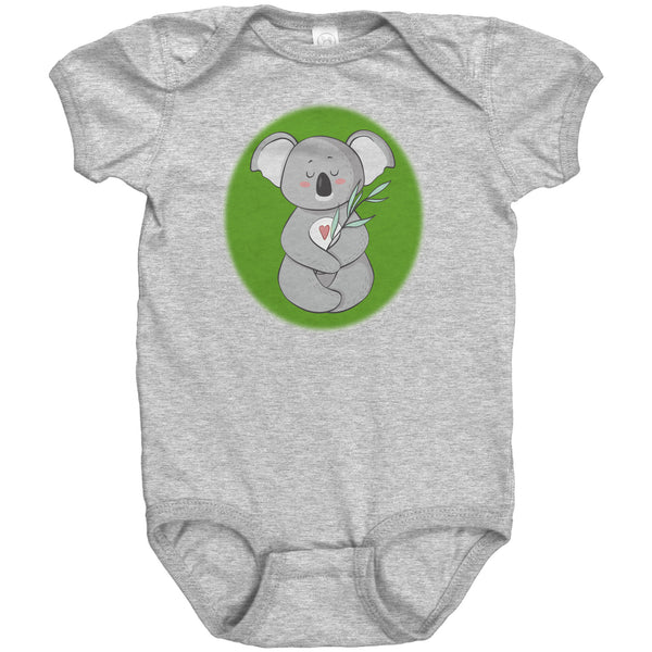 Koala Zen Meditation with Heart Baby Short Sleeve Bodysuit