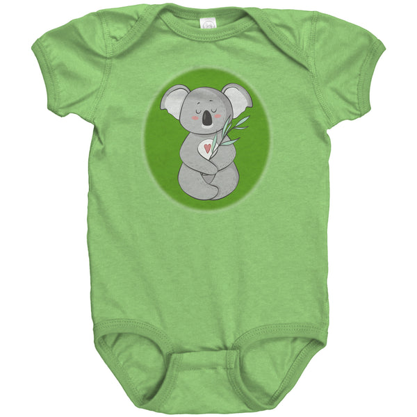 Koala Zen Meditation with Heart Baby Short Sleeve Bodysuit
