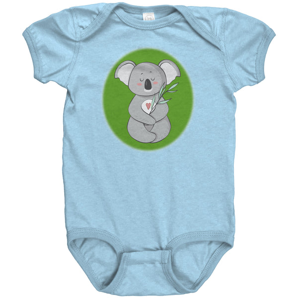 Koala Zen Meditation with Heart Baby Short Sleeve Bodysuit
