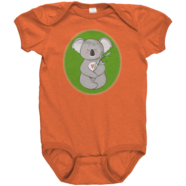 Koala Zen Meditation with Heart Baby Short Sleeve Bodysuit