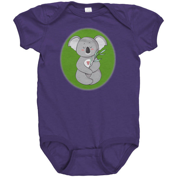 Koala Zen Meditation with Heart Baby Short Sleeve Bodysuit