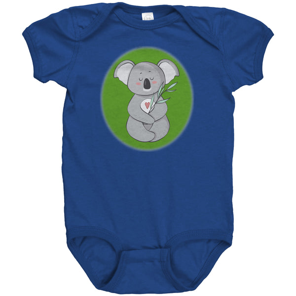 Koala Zen Meditation with Heart Baby Short Sleeve Bodysuit