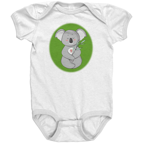 Koala Zen Meditation with Heart Baby Short Sleeve Bodysuit
