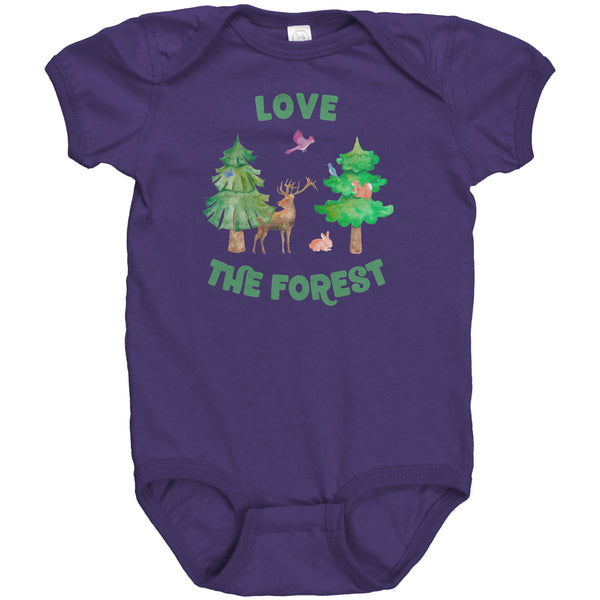 Love the Forest Baby Bodysuit with Deer, Rabbit, Trees, Birds, and more