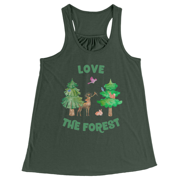Love the Forest Flowy Racerback Tank Cool Summer Exercise Yoga Top for Women