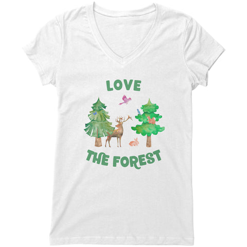 Love the Forest Women's V Neck Short Sleeve T Shirt