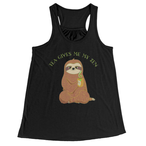 Sloth Tea Gives Me My Zen Flowy Racerback Tank Cool Summer Exercise Yoga Top for Women