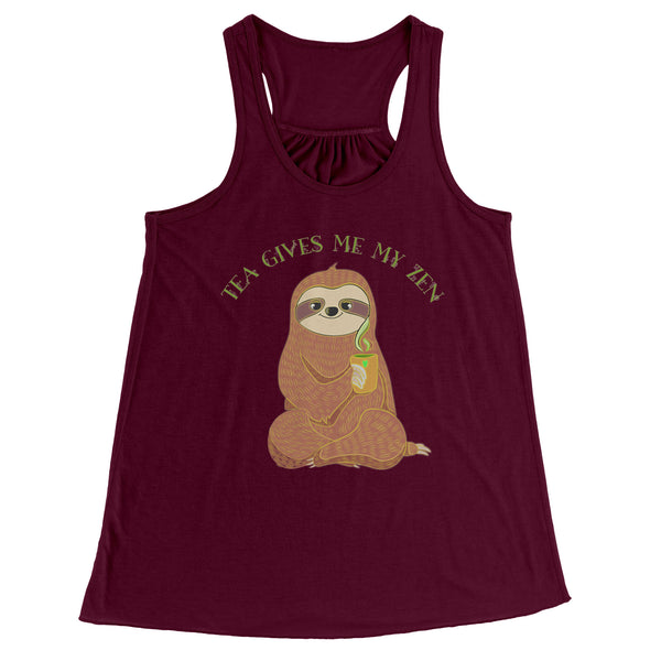 Sloth Tea Gives Me My Zen Flowy Racerback Tank Cool Summer Exercise Yoga Top for Women