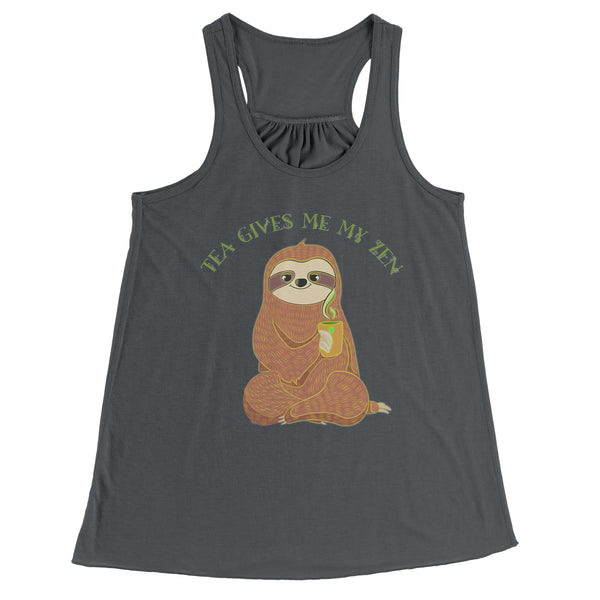 Sloth Tea Gives Me My Zen Flowy Racerback Tank Cool Summer Exercise Yoga Top for Women