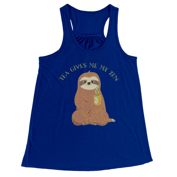 Sloth Tea Gives Me My Zen Flowy Racerback Tank Cool Summer Exercise Yoga Top for Women