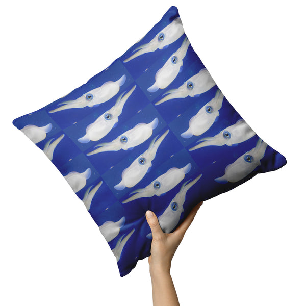 Squid Pillow White Blue Home Decor Choose Zipper Cover or Cover + Insert