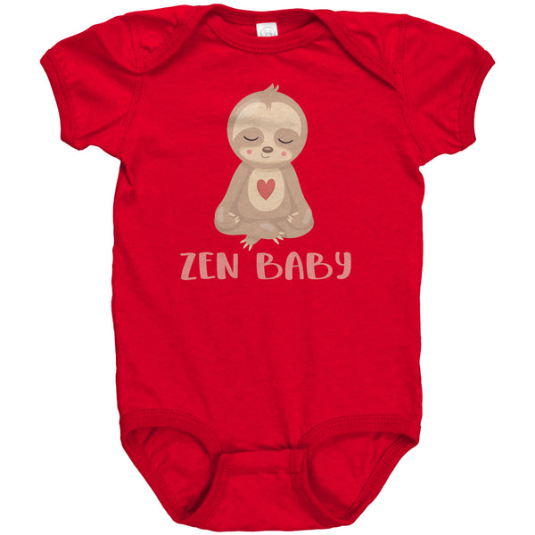 Zen Baby Sweet Meditating Sloth with Heart Short Sleeve Baby Bodysuit