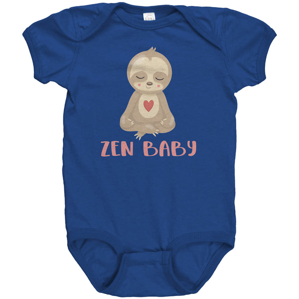 Zen Baby Sweet Meditating Sloth with Heart Short Sleeve Baby Bodysuit