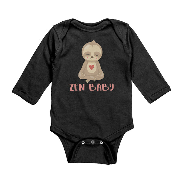 Zen Baby Sweet Meditating Yoga Sloth with Heart Long Sleeve Baby Bodysuit
