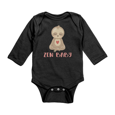 Zen Baby Sweet Meditating Yoga Sloth with Heart Long Sleeve Baby Bodysuit
