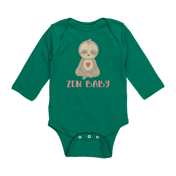 Zen Baby Sweet Meditating Yoga Sloth with Heart Long Sleeve Baby Bodysuit