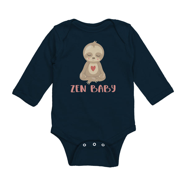 Zen Baby Sweet Meditating Yoga Sloth with Heart Long Sleeve Baby Bodysuit