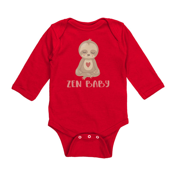 Zen Baby Sweet Meditating Yoga Sloth with Heart Long Sleeve Baby Bodysuit
