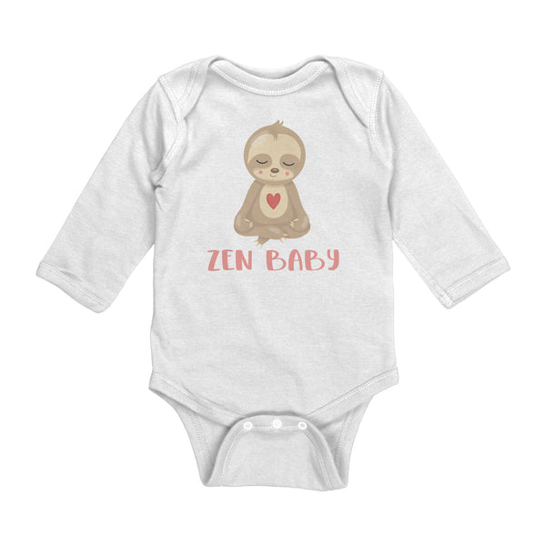 Zen Baby Sweet Meditating Yoga Sloth with Heart Long Sleeve Baby Bodysuit