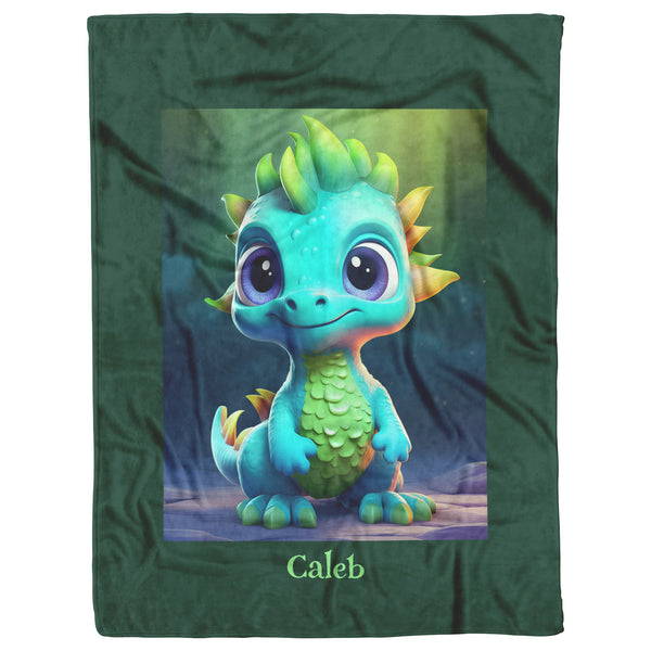 Cute Dinosaur Blanket - Personalized - Fleece or Sherpa - 3 Sizes - Baby Children's Gift