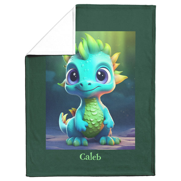 Cute Dinosaur Blanket - Personalized - Fleece or Sherpa - 3 Sizes - Baby Children's Gift