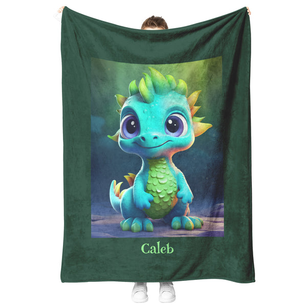 Cute Dinosaur Blanket - Personalized - Fleece or Sherpa - 3 Sizes - Baby Children's Gift