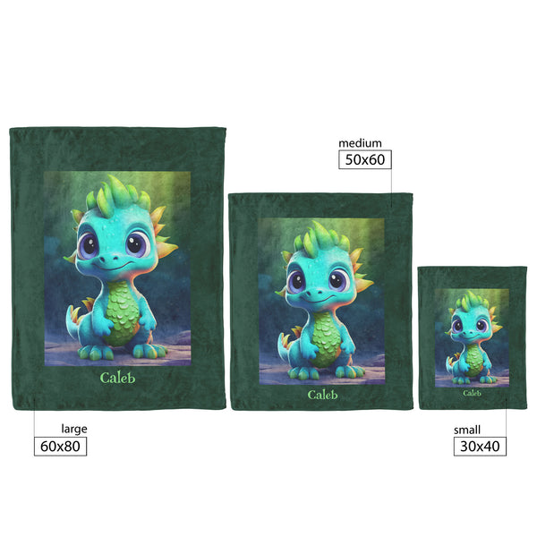 Cute Dinosaur Blanket - Personalized - Fleece or Sherpa - 3 Sizes - Baby Children's Gift