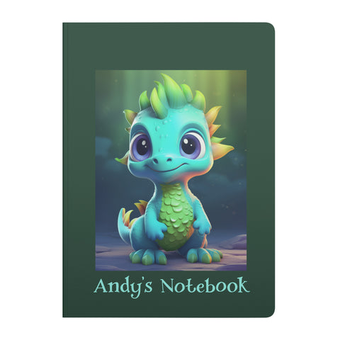 Cute Dinosaur Journal Notebook Diary - Can be Personalized - Soft Cover - Choose 100 or 200 pages - Lined and Perforated Pages