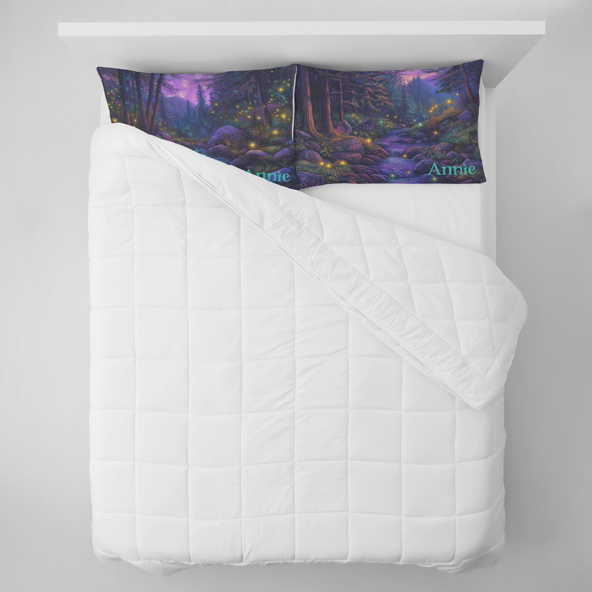 Fantasy Pillowcases - Smoky Mountain Forest Stream - Set of 2 - Can be Personalized - Soft Washable