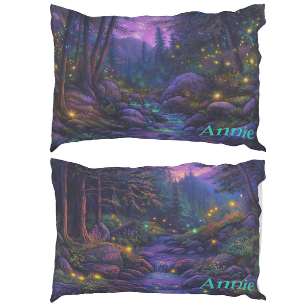 Fantasy Pillowcases - Smoky Mountain Forest Stream - Set of 2 - Can be Personalized - Soft Washable