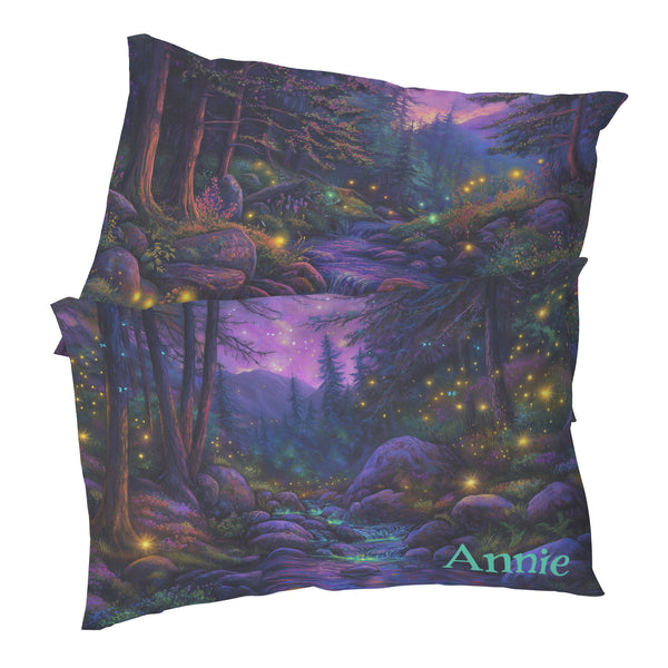 Fantasy Pillowcases - Smoky Mountain Forest Stream - Set of 2 - Can be Personalized - Soft Washable