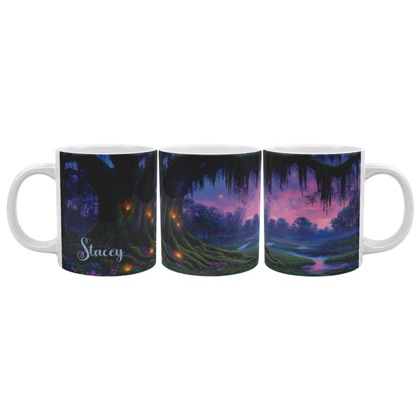 Louisiana Fantasy Coffee Mug - Extra Large 20oz - Can be Personalized - Spanish Moss Tree Landscape